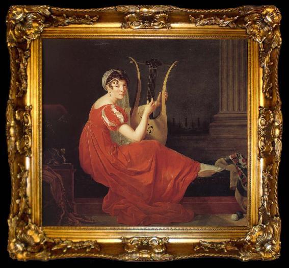 framed  unknow artist Portrait of lady with play harp, ta009-2